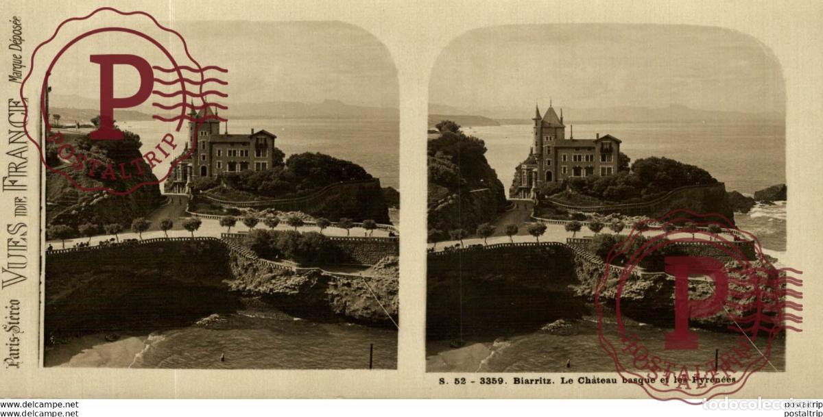 Fotografia antica: FRANCIA FRANCE. BIARRTIZ. LE CHATEAU BASQUE ET LES PRYENEES. - ESTEREOSCOPICA - ST&Eacute;R&Eacute;OSCOPIQUE - ST
