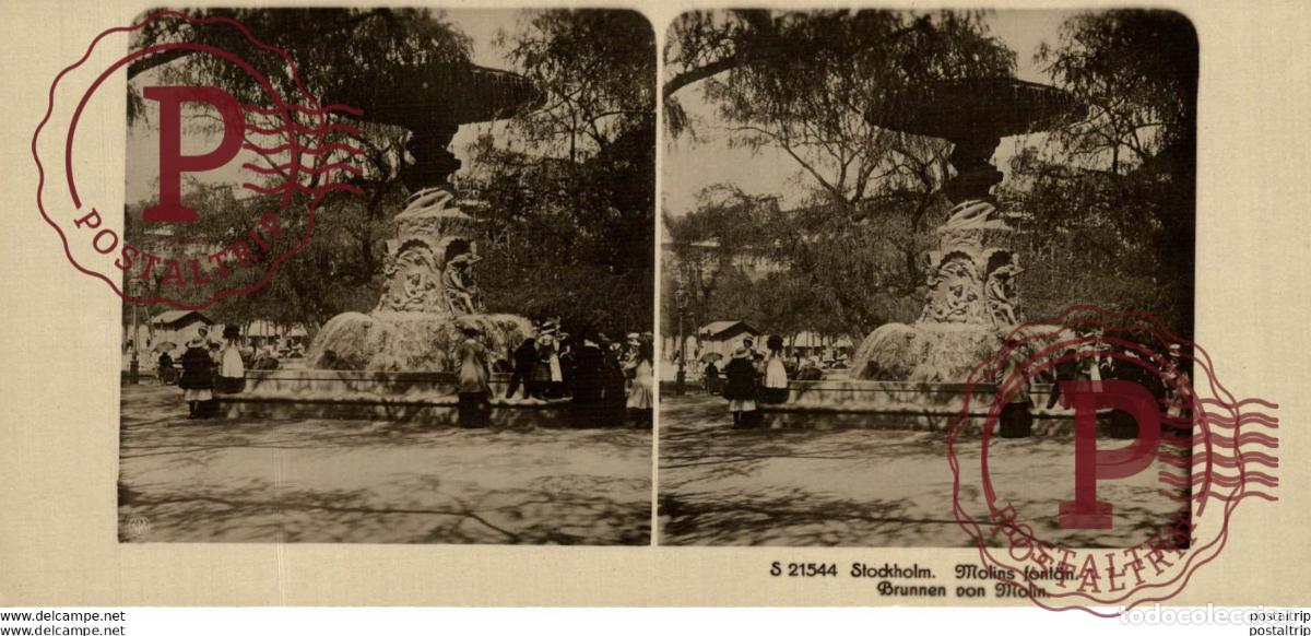 Fotografia antica: SUECIA. SWEEDEN. STOCKHOLM. MOLINS FONTAN. BRUNNEN VON MOLIN. - ESTEREOSCOPICA - ST&Eacute;R&Eacute;OSCOPIQUE - S