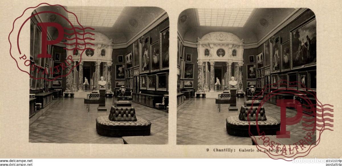 Fotografia antica: 9 Chantilly, Galerie de peinture. ESTEREOSCOPICA. ST&Eacute;R&Eacute;OSCOPIQUE. STEREOSCOPIC