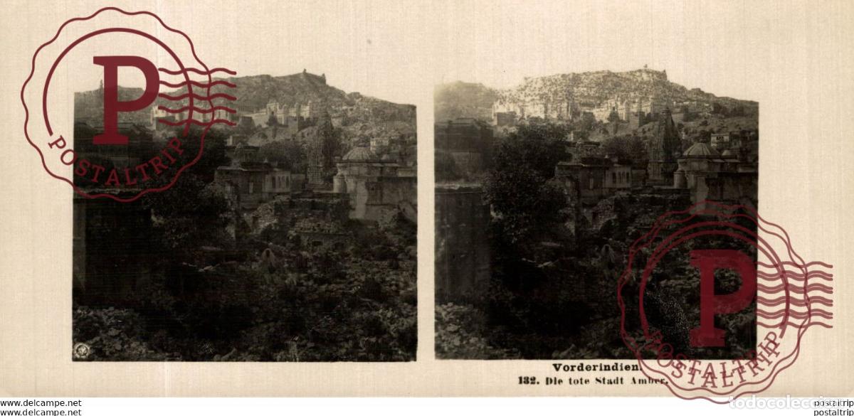 Fotografia antica: INDIA INDE. VORDERINDIEN. DIE TOTE STADT AMBER. - ESTEREOSCOPICA - ST&Eacute;R&Eacute;OSCOPIQUE - STEREOSCOPIC