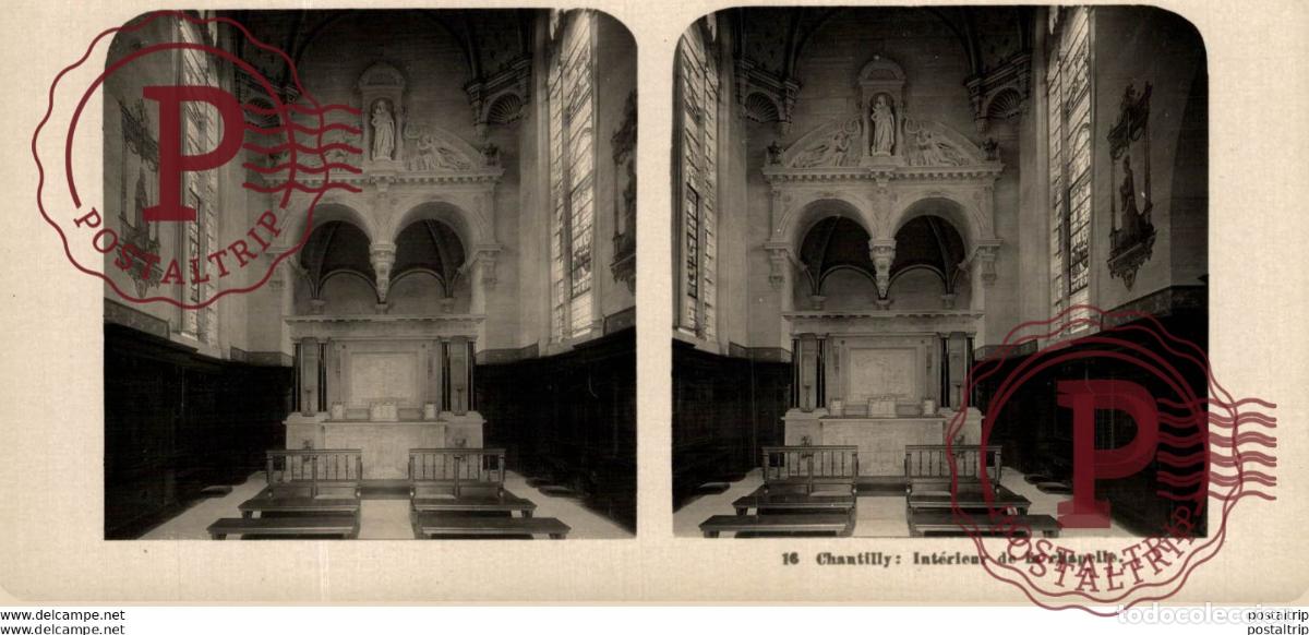 Fotografia antica: 16 Chantilly, Interieur de la chapelle. ESTEREOSCOPICA. ST&Eacute;R&Eacute;OSCOPIQUE. STEREOSCOPIC