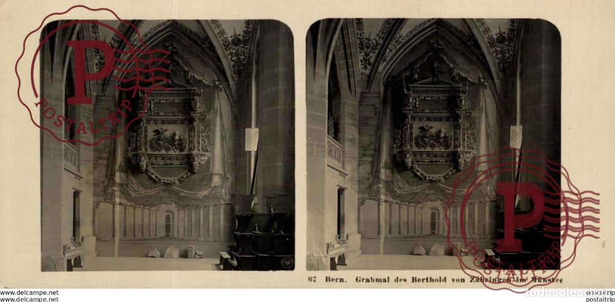 Fotografia antica: 67 Bern. Grabmal des Berthold von Z&auml;hringe. ESTEREOSCOPICA. ST&Eacute;R&Eacute;OSCOPIQUE. STEREOSCOPIC