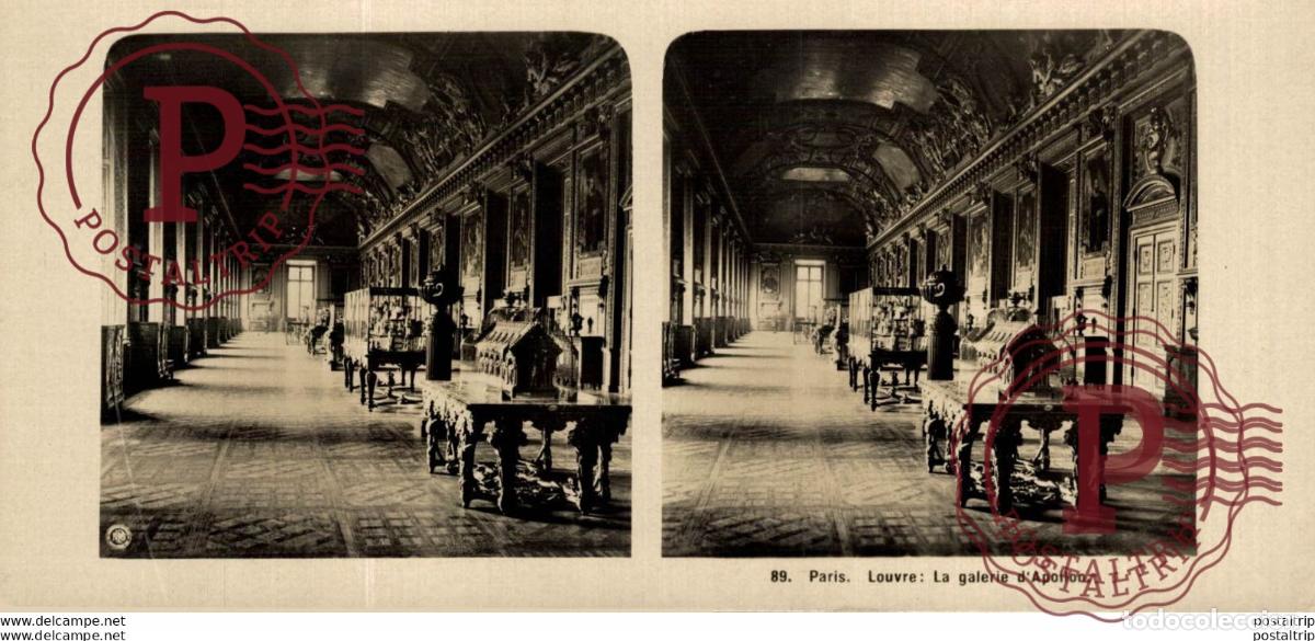 Fotografia antica: 89. Paris, Louvre, La galerie dApollon. ESTEREOSCOPICA. ST&Eacute;R&Eacute;OSCOPIQUE. STEREOSCOPIC