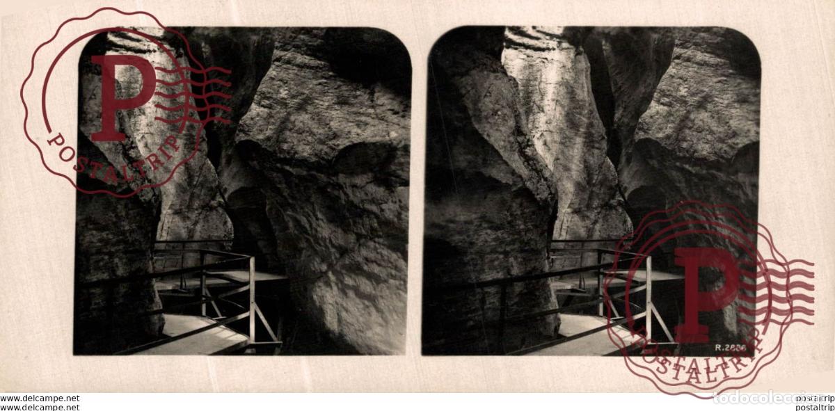 Fotografia antica: 2886 Aare Schlucht, in der Nasen Enge. ESTEREOSCOPICA. ST&Eacute;R&Eacute;OSCOPIQUE. STEREOSCOPIC