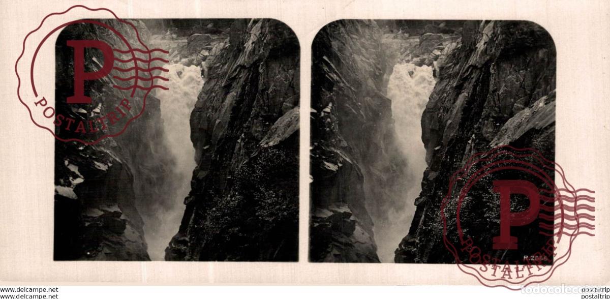 Fotografia antica: 2555 Handeggfall Aare. ESTEREOSCOPICA. ST&Eacute;R&Eacute;OSCOPIQUE. STEREOSCOPIC