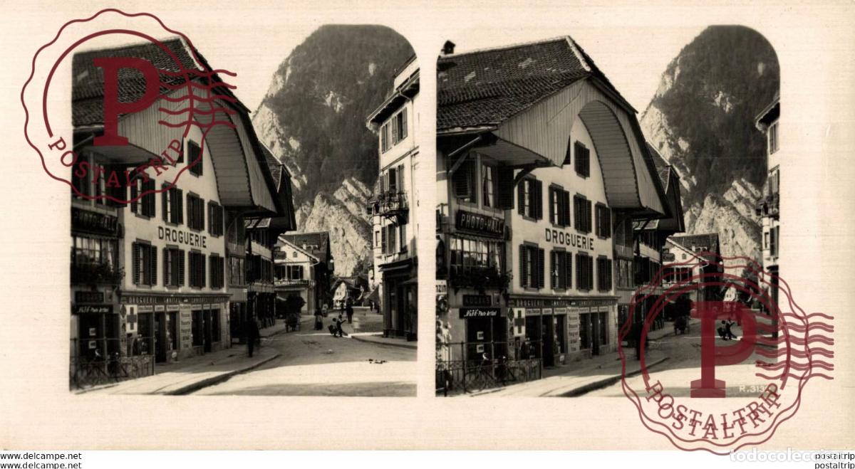 Fotografia antica: SUIZA SWITZERLAND. INTERLAKEN. -ESTEREOSCOPICA - ST&Eacute;R&Eacute;OSCOPIQUE - STEREOSCOPIC