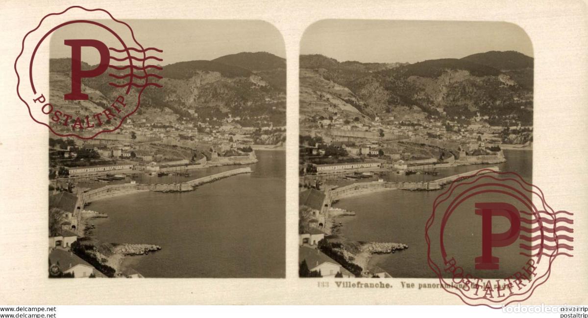 Fotografia antica: FRANCIA FRANCE. VILLEFRANCHE. VUE PANORAMIQUE DE LA RADE. -ESTEREOSCOPICA - ST&Eacute;R&Eacute;OSCOPIQUE - STEREO