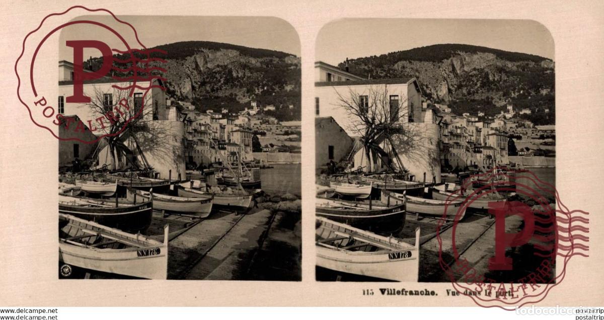 Fotografia antica: FRANCIA FRANCE. VILLEFRANCHE. VUE DANS LE PORT. -ESTEREOSCOPICA - ST&Eacute;R&Eacute;OSCOPIQUE - STEREOSCOPIC