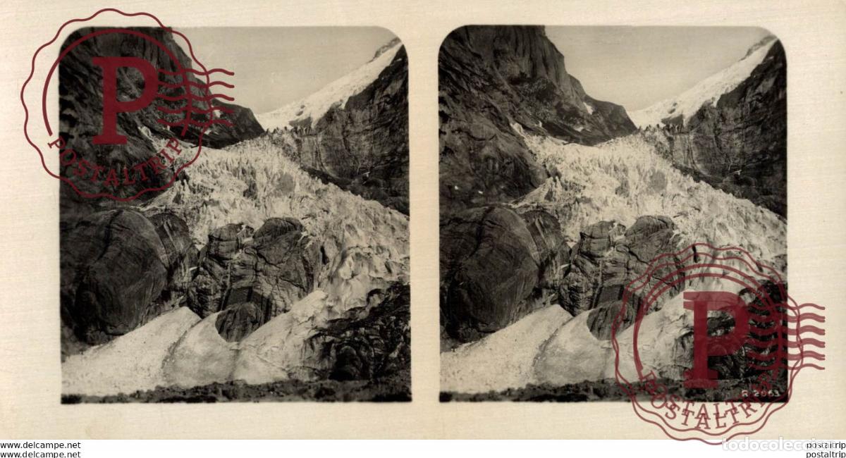 Fotografia antica: SUIZA SWITZERLAND. GRINDELWALD. GLACIERS. -ESTEREOSCOPICA - ST&Eacute;R&Eacute;OSCOPIQUE - STEREOSCOPIC
