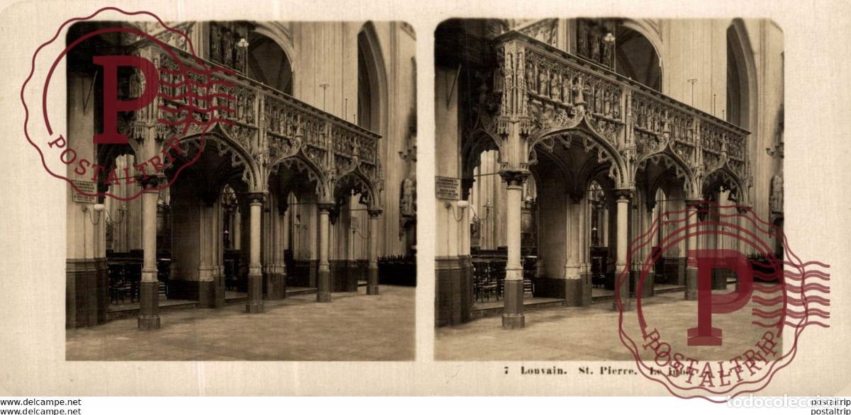 Fotografia antica: 7 Louvain, St. Pierre Le Jub&eacute;. ESTEREOSCOPICA. ST&Eacute;R&Eacute;OSCOPIQUE. STEREOSCOPIC