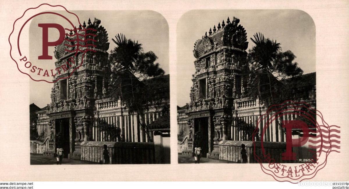 Fotograf&iacute;a antigua: SRI LANKA. CEYLON. HINDUTEMPEL. -ESTEREOSCOPICA - ST&Eacute;R&Eacute;OSCOPIQUE - STEREOSCOPIC