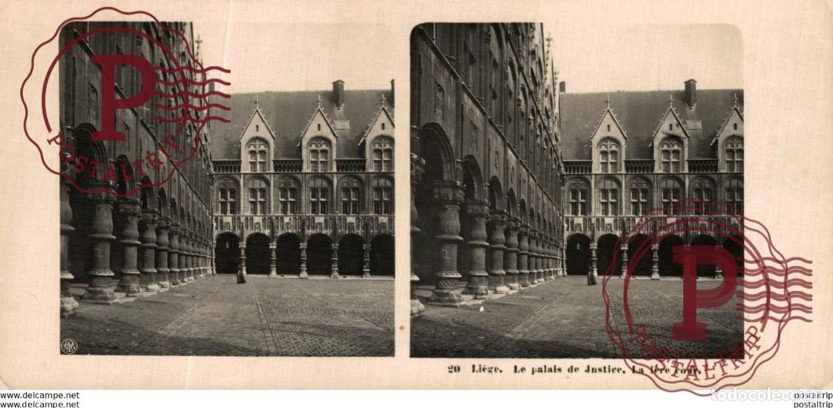 Fotograf&iacute;a antigua: 20 Li&eacute;ge. Le Palais de Justice, La l&eacute;re cour. ESTEREOSCOPICA. ST&Eacute;R&Eacute;OSCOPIQUE. STEREOSCOPIC