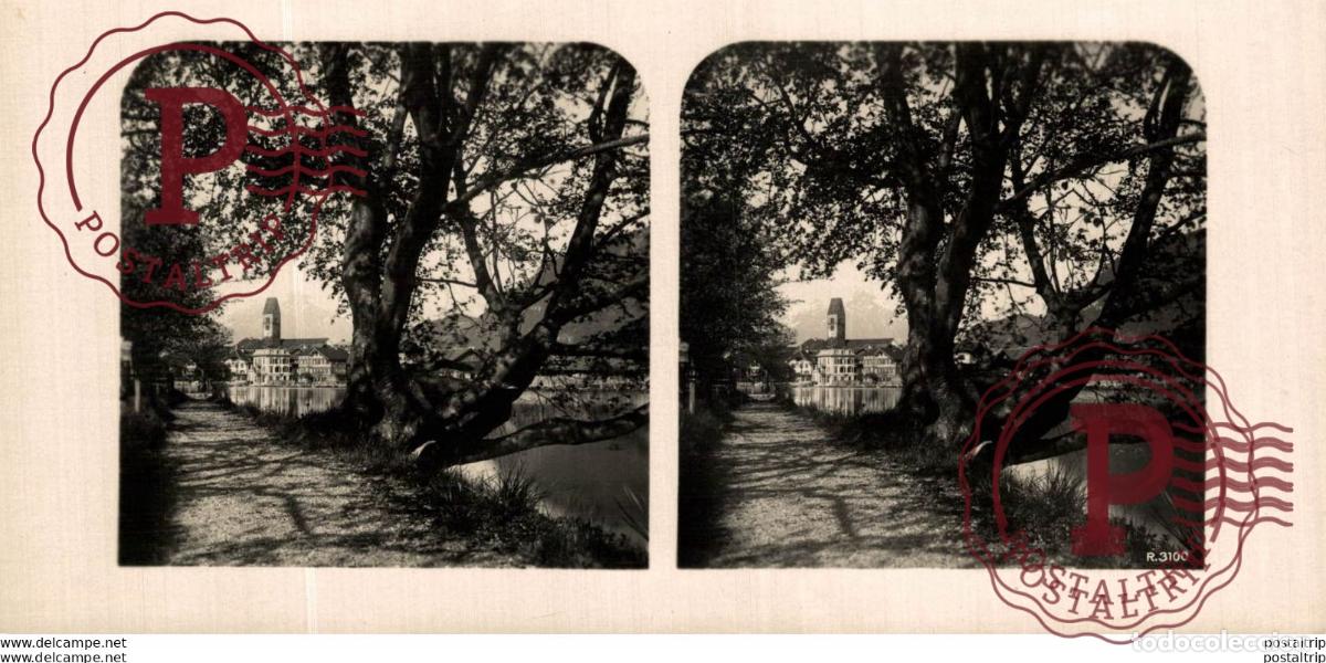 Fotograf&iacute;a antigua: SUIZA SWITZERLAND. INTERLAKEN. UNTERSEEN -ESTEREOSCOPICA - ST&Eacute;R&Eacute;OSCOPIQUE - STEREOSCOPIC