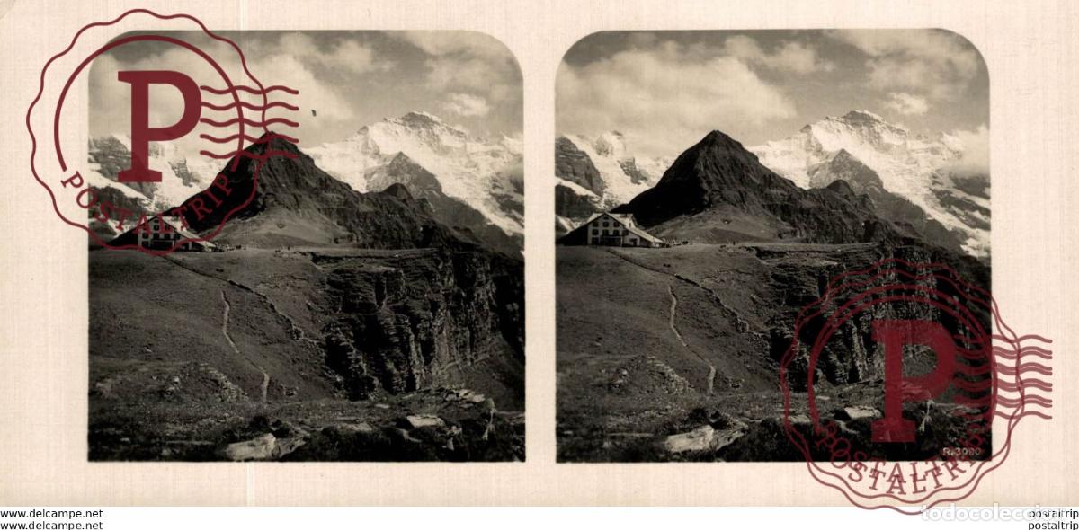 Fotograf&iacute;a antigua: SUIZA SWITZERLAND. MANNLICHEN. MONCH UND JUNGFRAU -ESTEREOSCOPICA - ST&Eacute;R&Eacute;OSCOPIQUE - STEREOSCOPIC