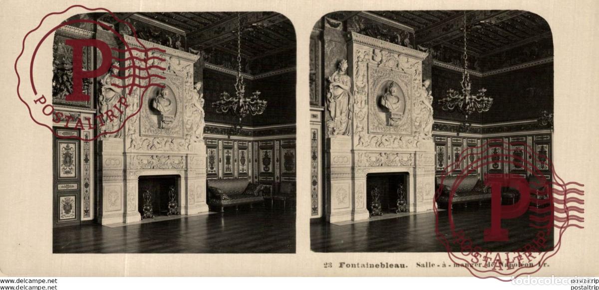 Fotograf&iacute;a antigua: 23 Fontainebleau. Salle a manger de Napol&eacute;on I. ESTEREOSCOPICA. ST&Eacute;R&Eacute;OSCOPIQUE. STEREOSCOPIC