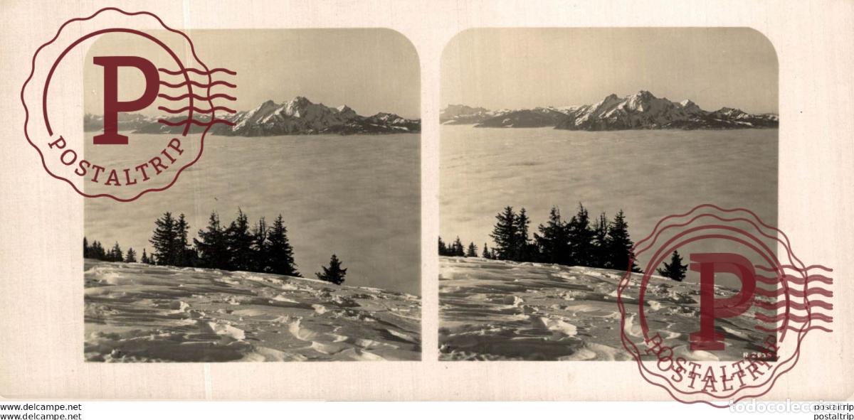 Fotograf&iacute;a antigua: SUIZA SWITZERLAND. PILATUS IM NEBEL -ESTEREOSCOPICA - ST&Eacute;R&Eacute;OSCOPIQUE - STEREOSCOPIC