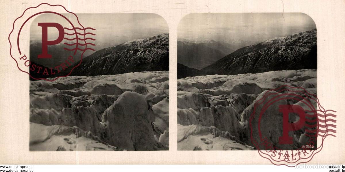Fotograf&iacute;a antigua: SUIZA SWITZERLAND. RHONE GLACIER -ESTEREOSCOPICA - ST&Eacute;R&Eacute;OSCOPIQUE - STEREOSCOPIC