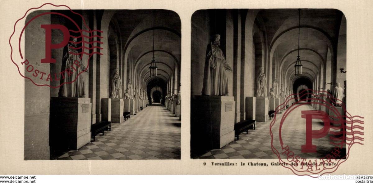 Fotografia antica: 9 Versailles, le Chateau, Galerie des rois de France. ESTEREOSCOPICA. ST&Eacute;R&Eacute;OSCOPIQUE. STEREOSCOPIC