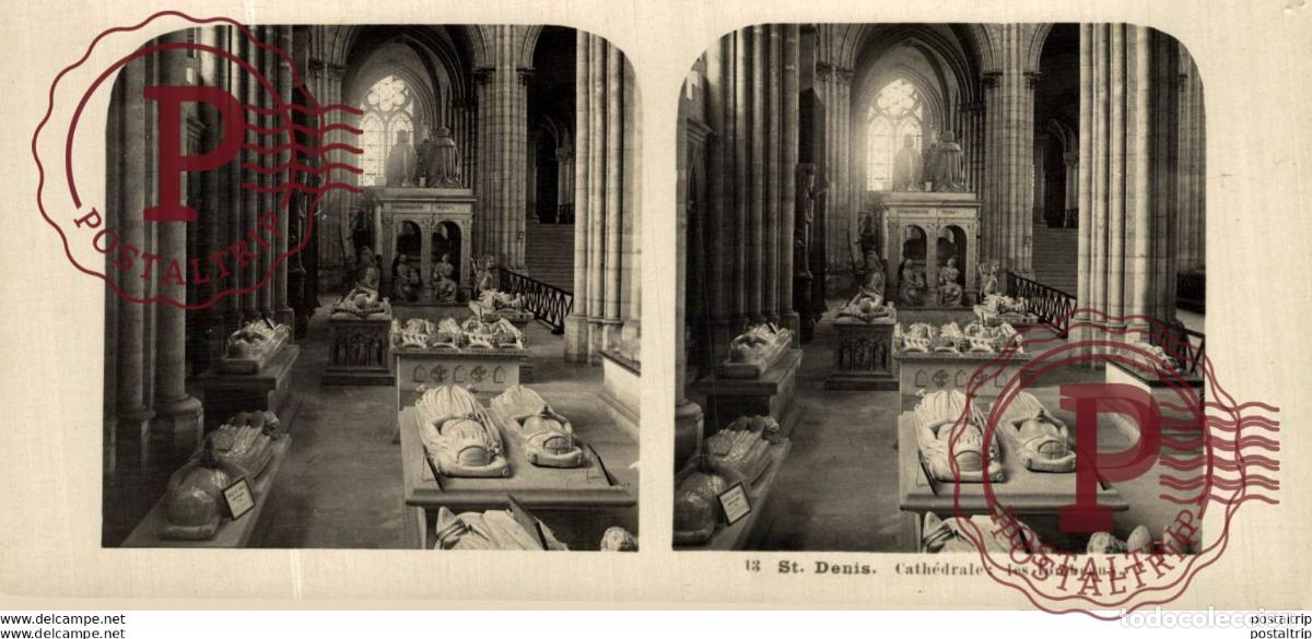 Fotograf&iacute;a antigua: 13 St. Denis, Cath&eacute;drale, les tombeaux. ESTEREOSCOPICA. ST&Eacute;R&Eacute;OSCOPIQUE. STEREOSCOPIC