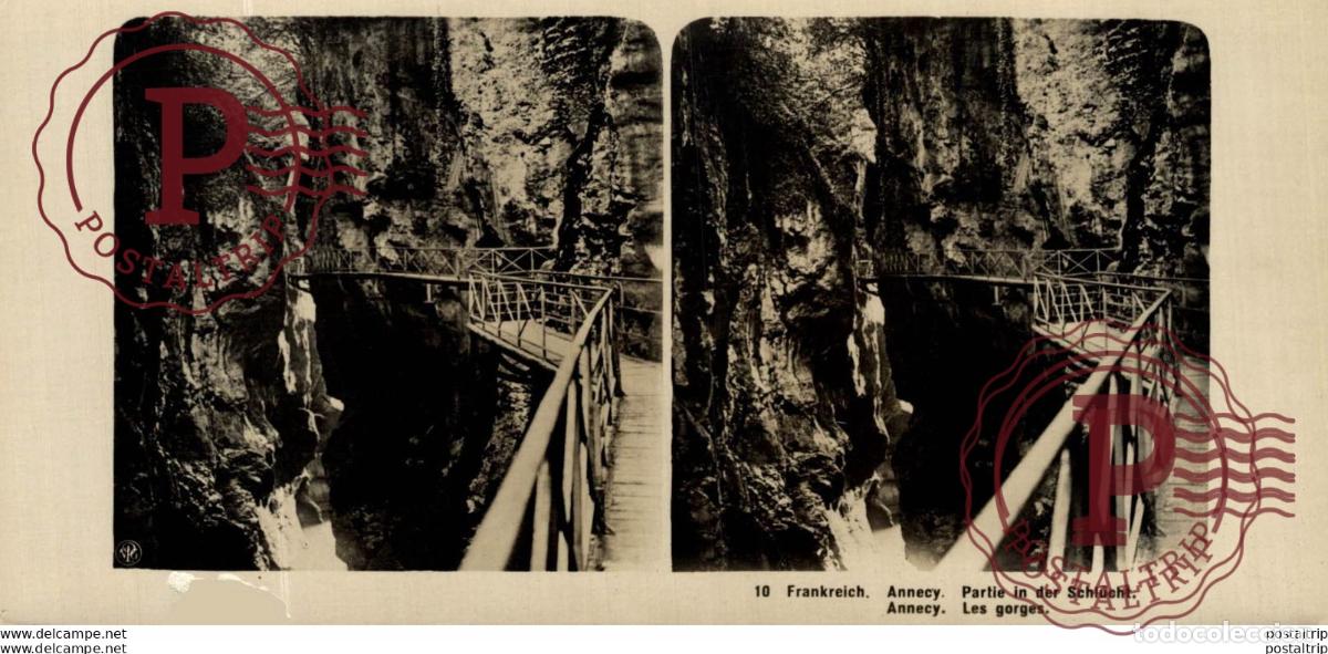 Fotograf&iacute;a antigua: 10 Frankreich, annecy. Partie in der Schlucht. ESTEREOSCOPICA. ST&Eacute;R&Eacute;OSCOPIQUE. STEREOSCOPIC