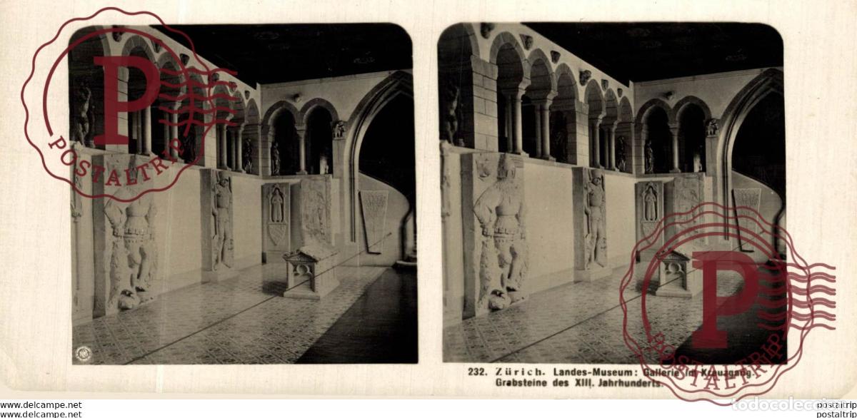 Fotograf&iacute;a antigua: 232 Z&uuml;rich. Landes-Museum: Gallerie im Kreuzgang. ESTEREOSCOPICA. ST&Eacute;R&Eacute;OSCOPIQUE. STEREOSCOPIC