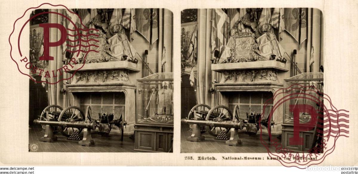 Fotograf&iacute;a antigua: 235 Z&uuml;rich. National Museum, Kamin im Waffensaal. ESTEREOSCOPICA. ST&Eacute;R&Eacute;OSCOPIQUE. STEREOSCOPIC
