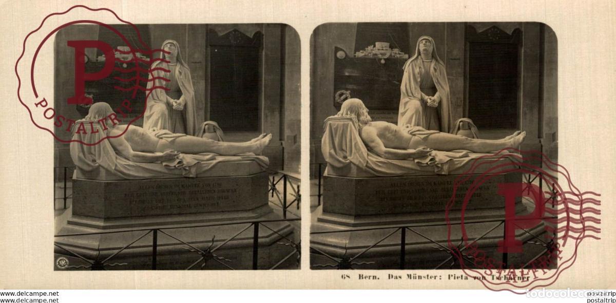 Fotograf&iacute;a antigua: 68 Bern, Das M&uuml;nster: Pieta von Tscharner. ESTEREOSCOPICA. ST&Eacute;R&Eacute;OSCOPIQUE. STEREOSCOPIC