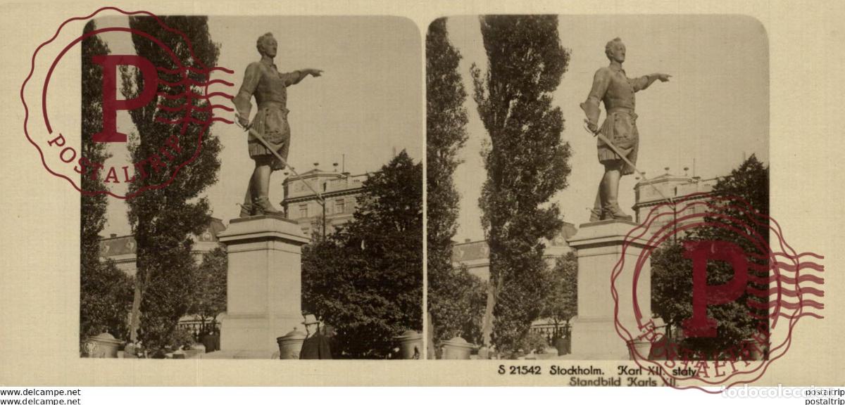 Fotograf&iacute;a antigua: 21542 Stockhotm. Karl XII, staty ESTEREOSCOPICA. ST&Eacute;R&Eacute;OSCOPIQUE. STEREOSCOPIC