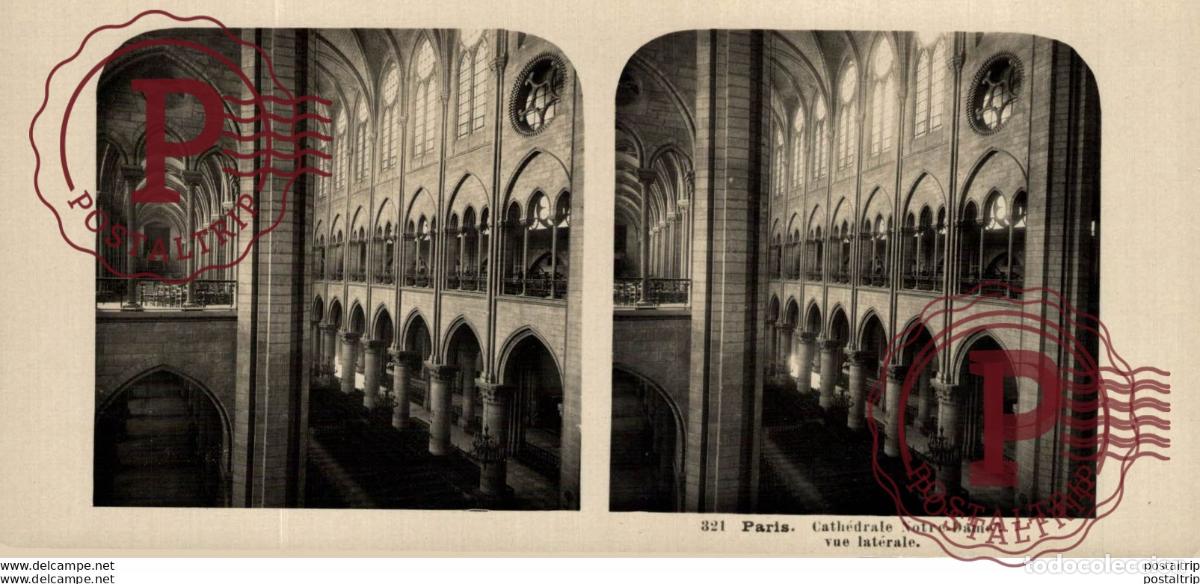 Fotograf&iacute;a antigua: 321 Paris. Notre-Dame, vue lat&eacute;rale. ESTEREOSCOPICA. ST&Eacute;R&Eacute;OSCOPIQUE. STEREOSCOPIC