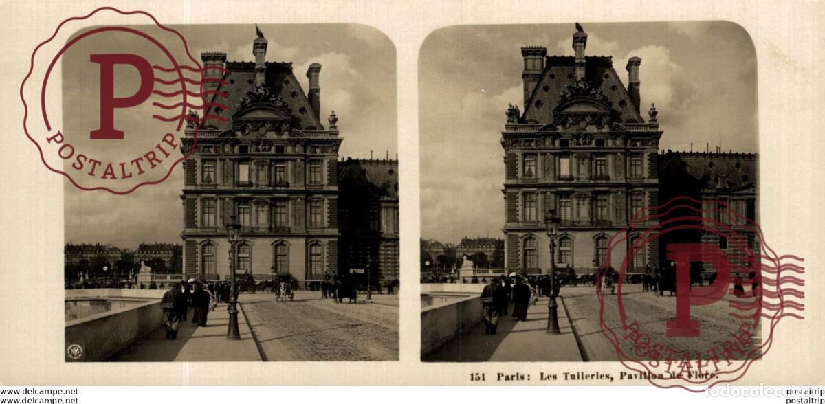 Fotograf&iacute;a antigua: FRANCIA FRANCE. PARIS. LES TUILERIES, PAVILLON DE FLORE. -ESTEREOSCOPICA - ST&Eacute;R&Eacute;OSCOPIQUE - STEREOS
