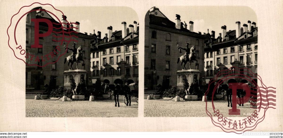 Alte Fotografie: SUIZA SWITZERLAND. BERN. DENKMAL DES RUD. V. ERLACH. -ESTEREOSCOPICA - ST&Eacute;R&Eacute;OSCOPIQUE - STEREOSCOPI