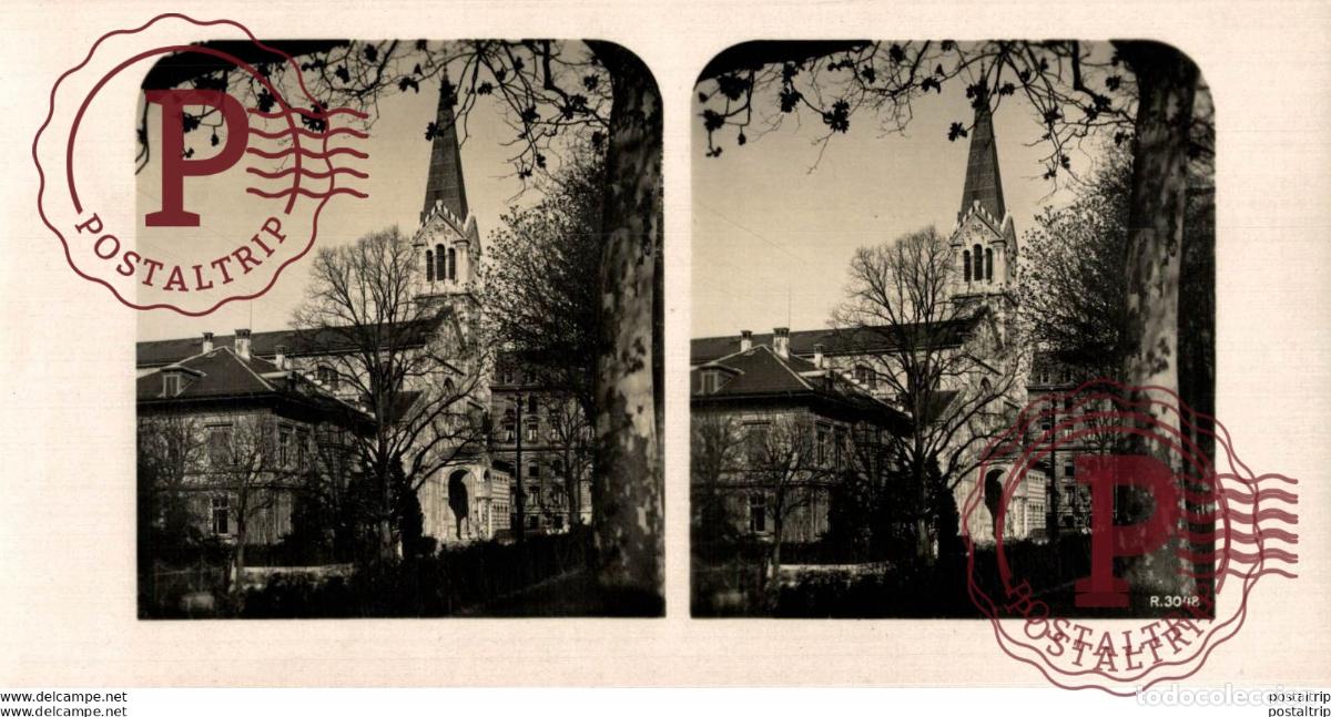 Alte Fotografie: SUIZA SWITZERLAND. BERN KATHOL. KIRCHE. -ESTEREOSCOPICA - ST&Eacute;R&Eacute;OSCOPIQUE - STEREOSCOPIC