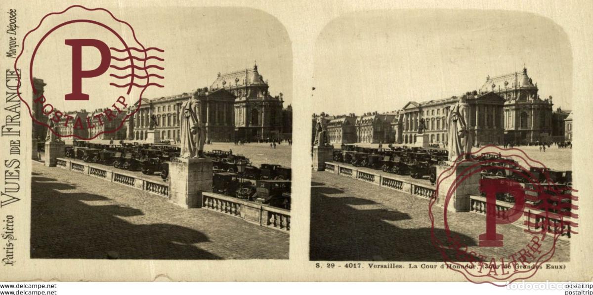 Alte Fotografie: 4017 Versailles, La Cour dHonneur. ESTEREOSCOPICA. ST&Eacute;R&Eacute;OSCOPIQUE. STEREOSCOPIC