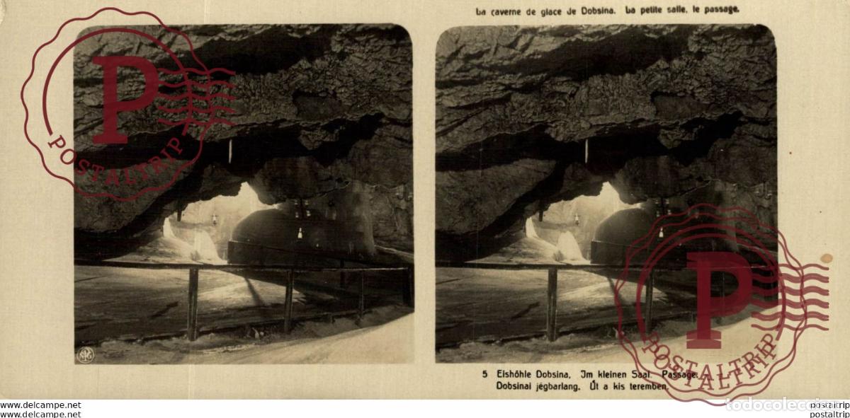 Alte Fotografie: 5 Eish&ouml;le Dobsina.Jm Kleinen Saal, Passage. ESTEREOSCOPICA. ST&Eacute;R&Eacute;OSCOPIQUE. STEREOSCOPIC