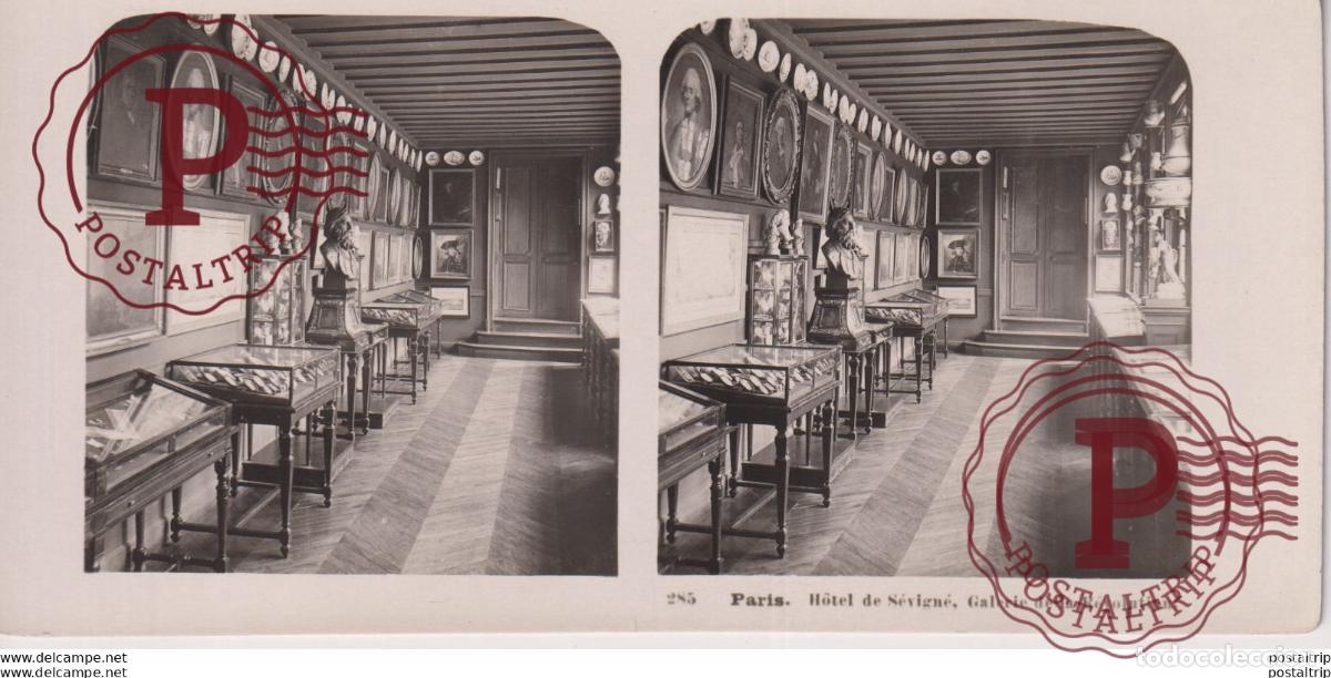 Alte Fotografie: 285 Paris: H&ouml;tel de S&eacute;vigne, Galerie de la R&eacute;volution. ESTEREOSCOPICA. ST&Eacute;R&Eacute;OSCOPIQUE. STEREOSCOPIC