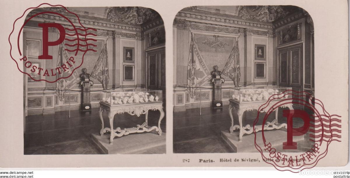 Alte Fotografie: 287 Paris: H&ouml;tel de S&eacute;vigne, Salle des Ligueurs. ESTEREOSCOPICA. ST&Eacute;R&Eacute;OSCOPIQUE. STEREOSCOPIC
