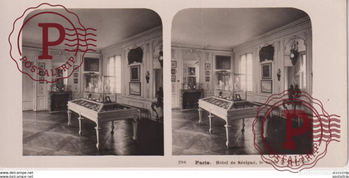 Alte Fotografie: 288 Paris: H&ouml;tel de S&eacute;vigne, le Salon de Liesvile. ESTEREOSCOPICA. ST&Eacute;R&Eacute;OSCOPIQUE. STEREOSCOPIC