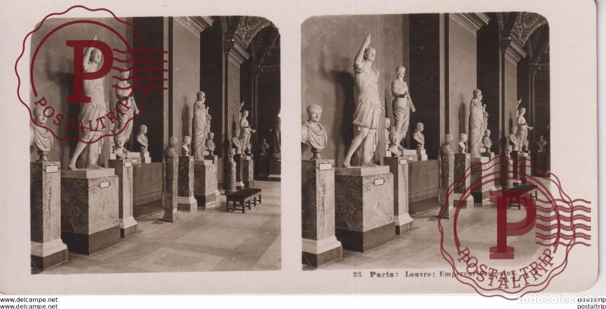 Alte Fotografie: 33 Paris: Louvre, Empereurs romains. ESTEREOSCOPICA. ST&Eacute;R&Eacute;OSCOPIQUE. STEREOSCOPIC
