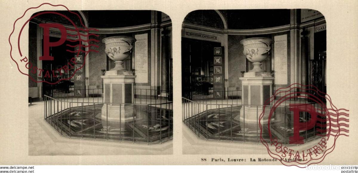 Fotograf&iacute;a antigua: 88 Paris, Louvre: La Rotonde dApollon ESTEREOSCOPICA. ST&Eacute;R&Eacute;OSCOPIQUE. STEREOSCOPIC