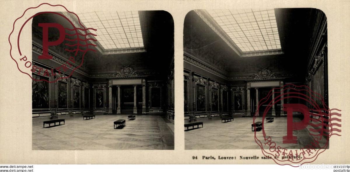 Fotograf&iacute;a antigua: 94 Paris, Louvre: Nouvelle salle de peinture. ESTEREOSCOPICA. ST&Eacute;R&Eacute;OSCOPIQUE. STEREOSCOPIC