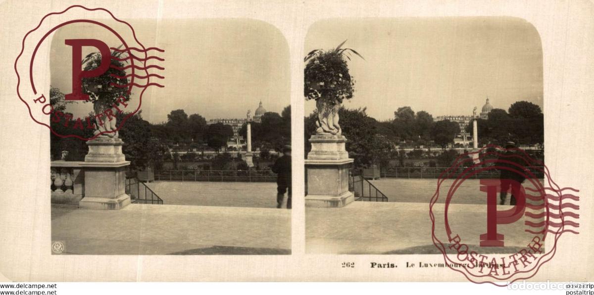 Fotograf&iacute;a antigua: 262 Paris, Le Luxembourg. Jardins. ESTEREOSCOPICA. ST&Eacute;R&Eacute;OSCOPIQUE. STEREOSCOPIC