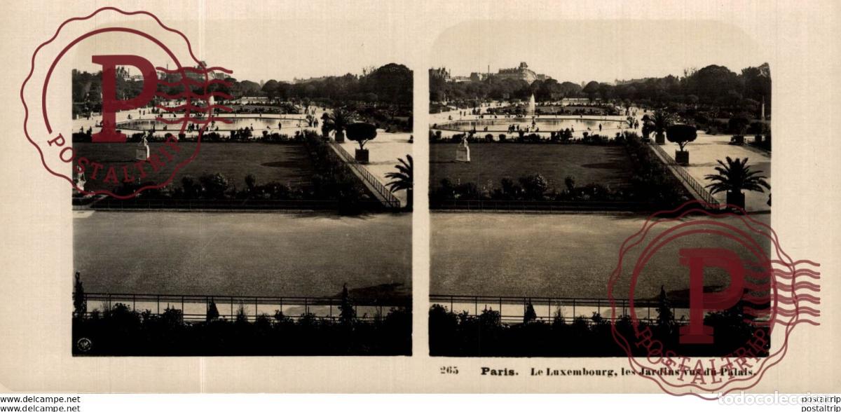 Fotograf&iacute;a antigua: 265 Paris, Le Luxembourg. Les jardins vus du Palais. ESTEREOSCOPICA. ST&Eacute;R&Eacute;OSCOPIQUE. STEREOSCOPIC