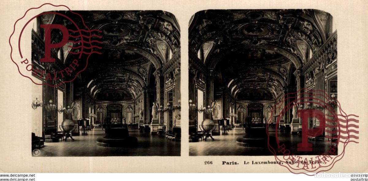 Fotograf&iacute;a antigua: 266 Paris, Le Luxembourg. Salle du Tr&ocirc;ne. ESTEREOSCOPICA. ST&Eacute;R&Eacute;OSCOPIQUE. STEREOSCOPIC