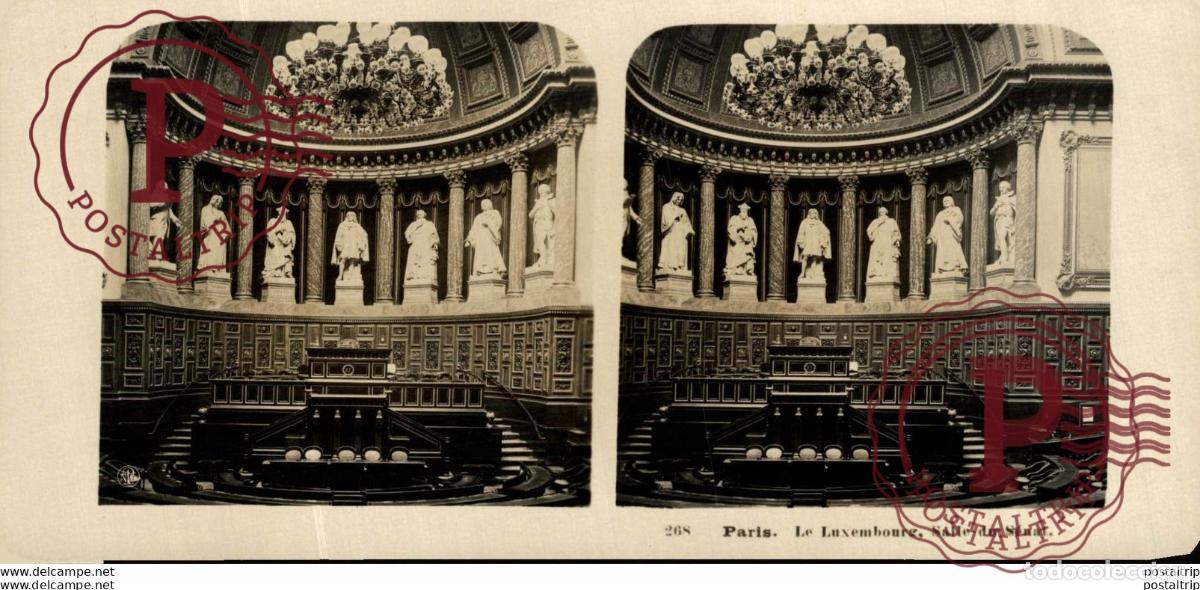 Fotograf&iacute;a antigua: 268 Paris, Le Luxembourg. salle du S&eacute;nat. ESTEREOSCOPICA. ST&Eacute;R&Eacute;OSCOPIQUE. STEREOSCOPIC