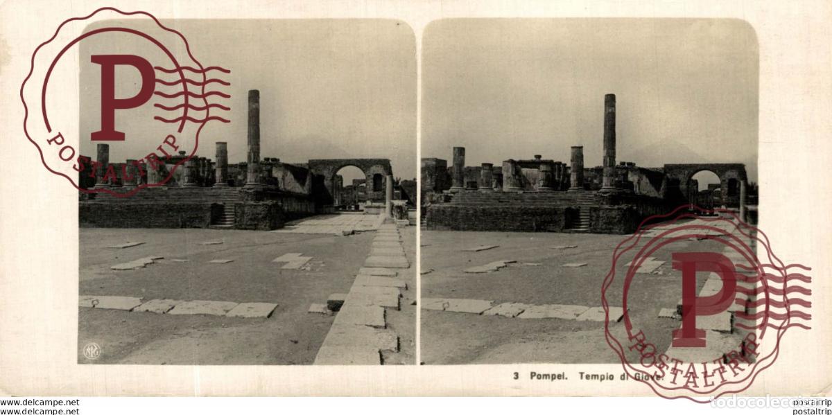 Fotograf&iacute;a antigua: 3 Pompei, Templo di Giove. ESTEREOSCOPICA. ST&Eacute;R&Eacute;OSCOPIQUE. STEREOSCOPIC