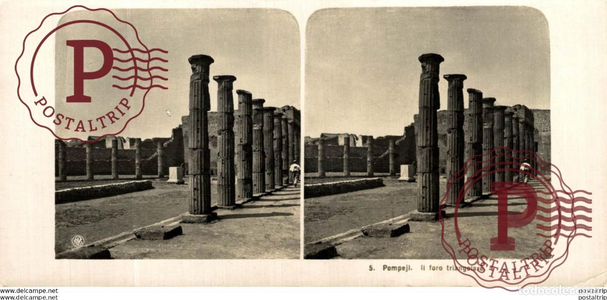 Fotograf&iacute;a antigua: 5 Pompei, Il foro triangolare. ESTEREOSCOPICA. ST&Eacute;R&Eacute;OSCOPIQUE. STEREOSCOPIC