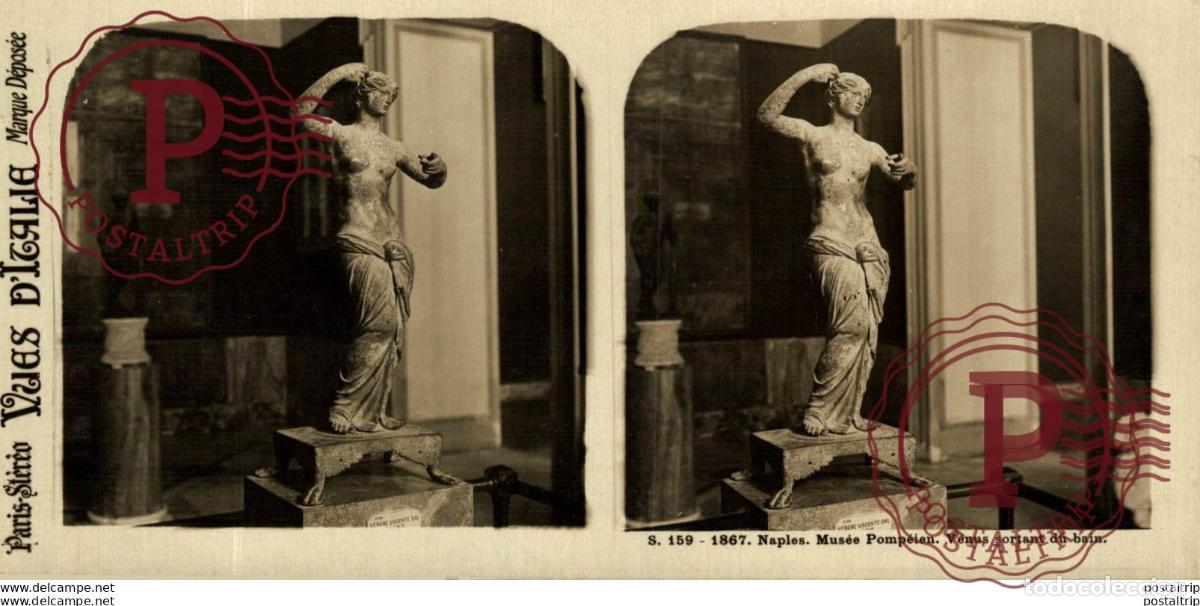 Fotograf&iacute;a antigua: s. 159 - 1867 Naples, Mus&eacute;e Pomp&eacute;ien, Venus sortant du bain. ESTEREOSCOPICA. ST&Eacute;R&Eacute;OSCOPIQUE. STEREO