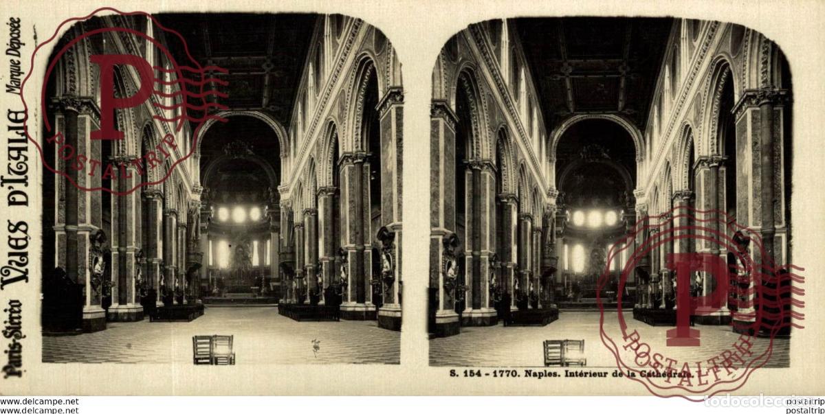 Fotograf&iacute;a antigua: s. 154 - 1857 Naples, Int&eacute;rieur de la Cath&eacute;drale. ESTEREOSCOPICA. ST&Eacute;R&Eacute;OSCOPIQUE. STEREOSCOPIC