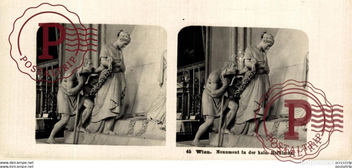 Fotograf&iacute;a antigua: 45 Wien. Monument in der Kais. Hofkirche. ESTEREOSCOPICA. ST&Eacute;R&Eacute;OSCOPIQUE. STEREOSCOPIC
