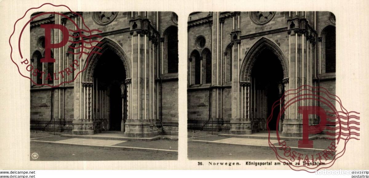 Fotograf&iacute;a antigua: 36 Norwegen, K&ouml;nigsportal am Dom zu Trondhjem. ESTEREOSCOPICA. ST&Eacute;R&Eacute;OSCOPIQUE. STEREOSCOPIC
